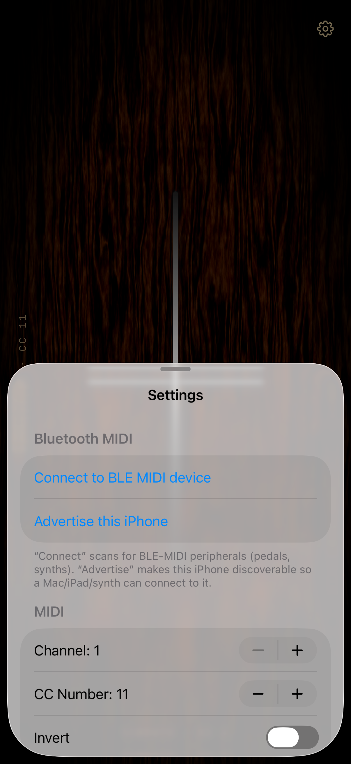 Treadle settings — Bluetooth MIDI and CC configuration